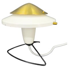 Zukov Czech Space Age Table Lamp, Brass and White Metal, 1970s
