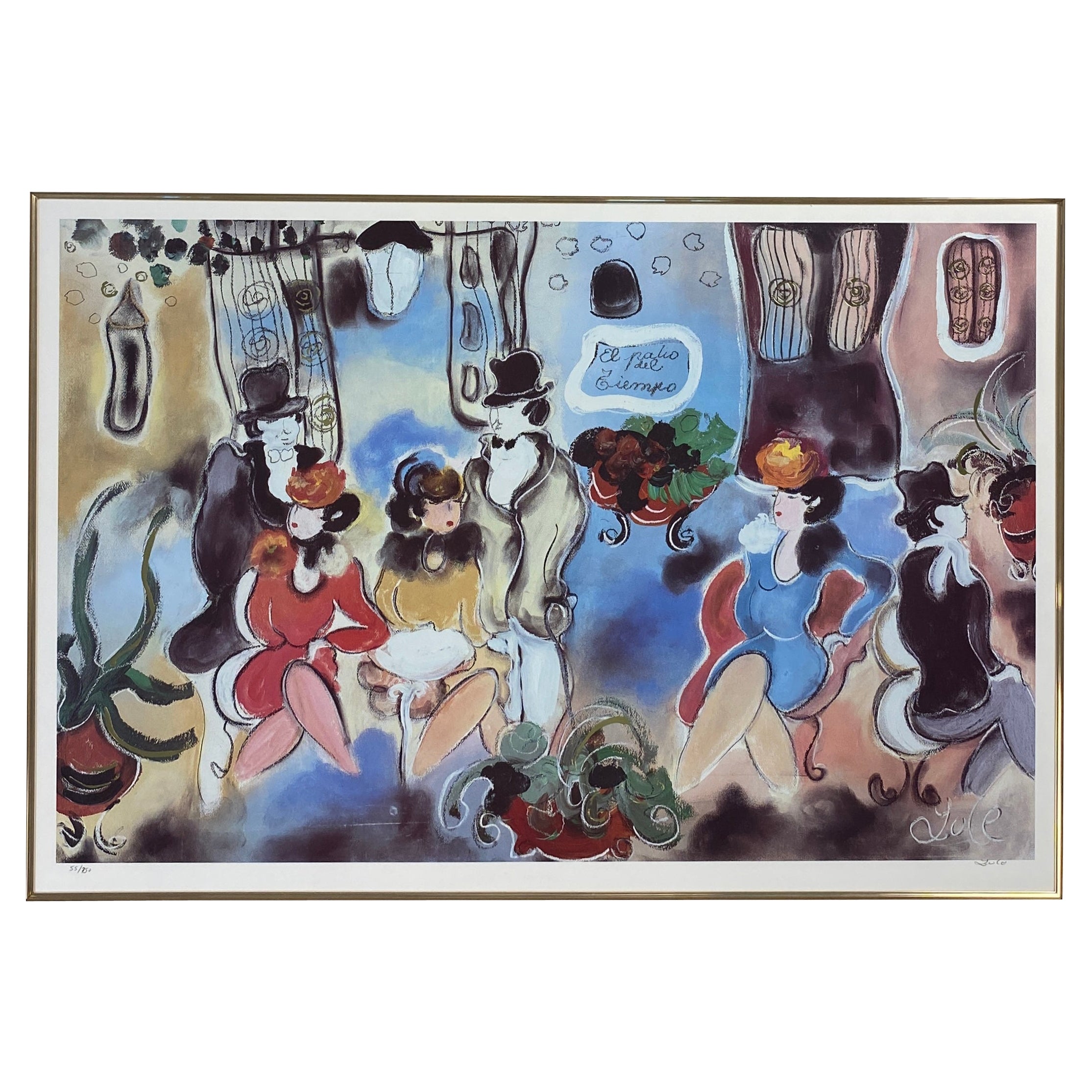Lithographie en édition limitée intitulée « El Patio del Tiempo » de Zule Moskowitz