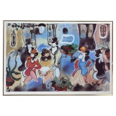 Lithographie en édition limitée intitulée « El Patio del Tiempo » de Zule Moskowitz