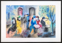 Zule Moskowitz Signed Post-Impressionist Figurative Pastel on Paper Framed 1980s