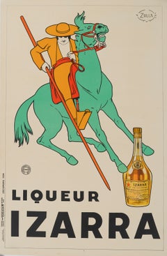 Zulla, Cartel Vintage Original, Licor Vasco de Izarra, Caballo, Pirineos, 1934