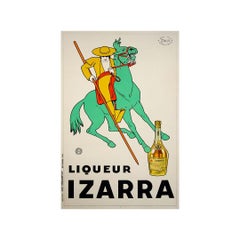 Original 1934 poster by the artist Zulla for the famous Basque liqueur Izarra