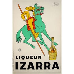 Original 1934 poster by the artist Zulla for the famous Basque liqueur Izarra