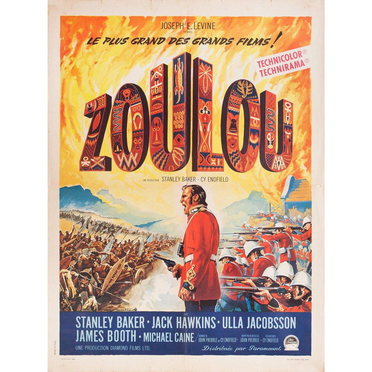 Original 1964 French moyenne poster by Roger Soubie for the film Zulu directed by Cy Endfield with Stanley Baker / Michael Caine / Jack Hawkins / Ulla Jacobsson / James Booth. Very Good-Fine condition, folded with edge tears. Many original posters