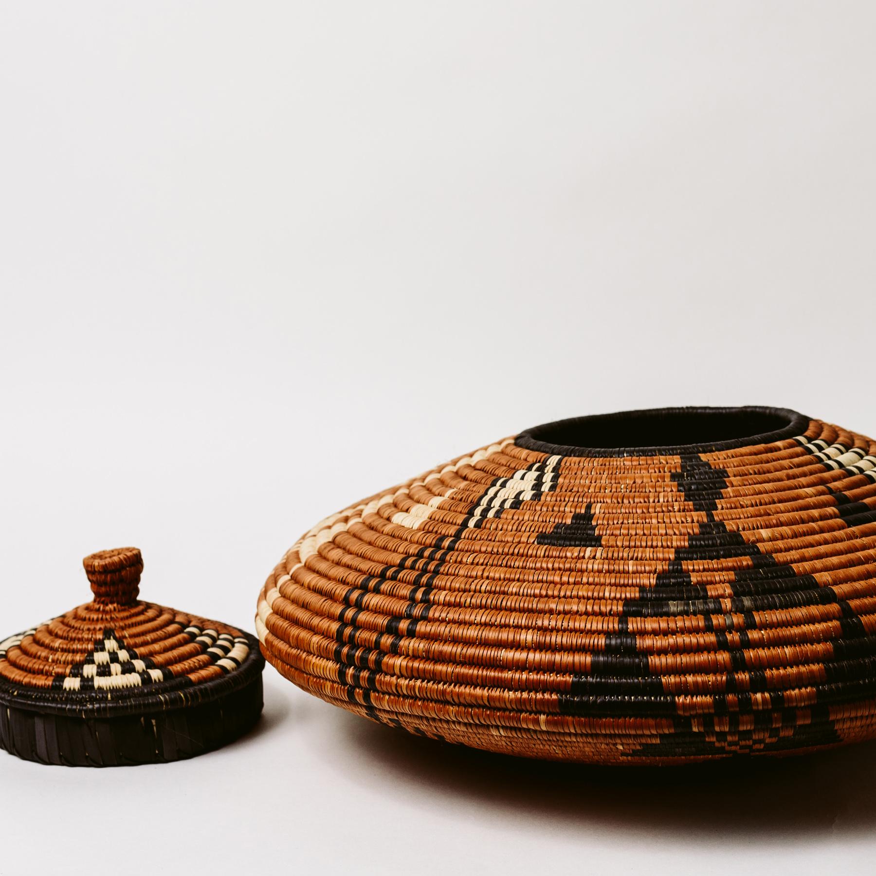 South African Zulu Basket Geometric Patterns For Sale