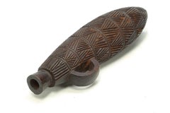 Zulu Tribal Carved Wood Snuff Container, South Africa Finely Carved Incised