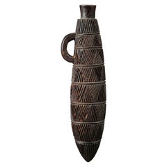 Zulu Tribal Carved Wood Snuff Container, South Africa with Finely Carved Incised