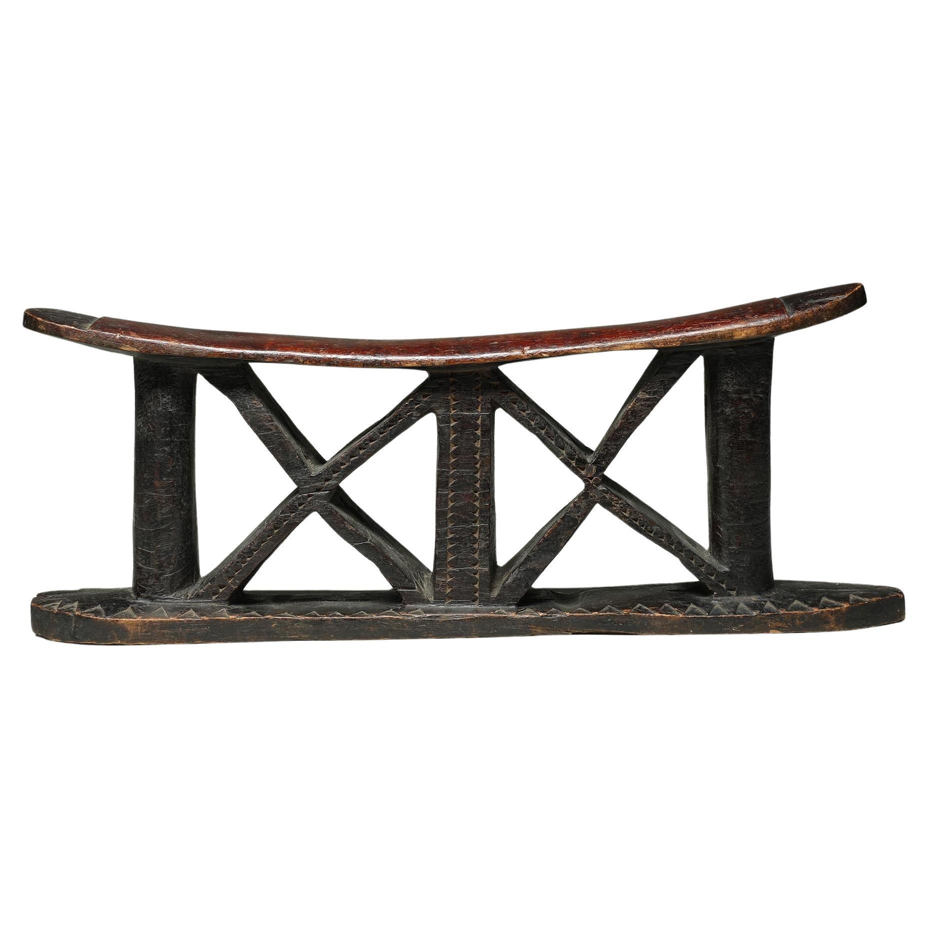 Zulu Wood Double Head Rest Stylized Human Figure, South Africa