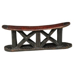 Zulu Wood Double Head Rest Stylized Human Figure, South Africa