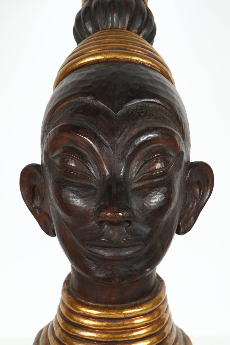 Zulu Wooden Tribal Contemporary Sculpture of Black African Bust For