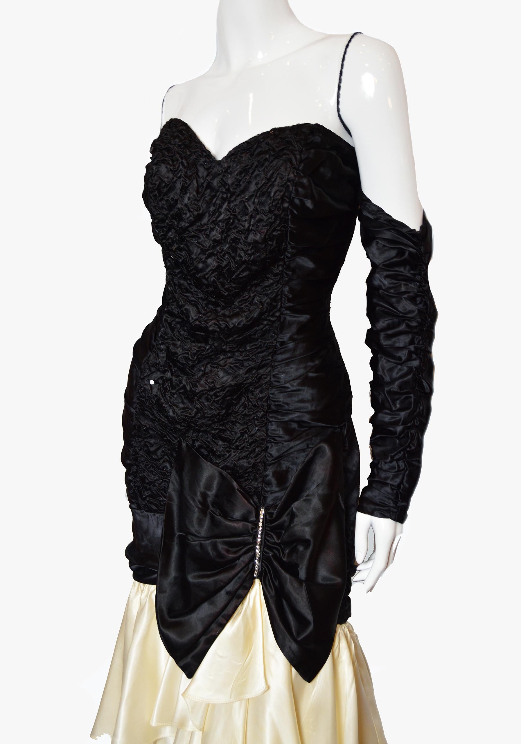 Beige Zum Zum Vintage Satin Formal Dress For Sale