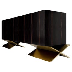 ZUMA CREDENZA - Modern Design with High Gloss Wood Finish and Metallic Base