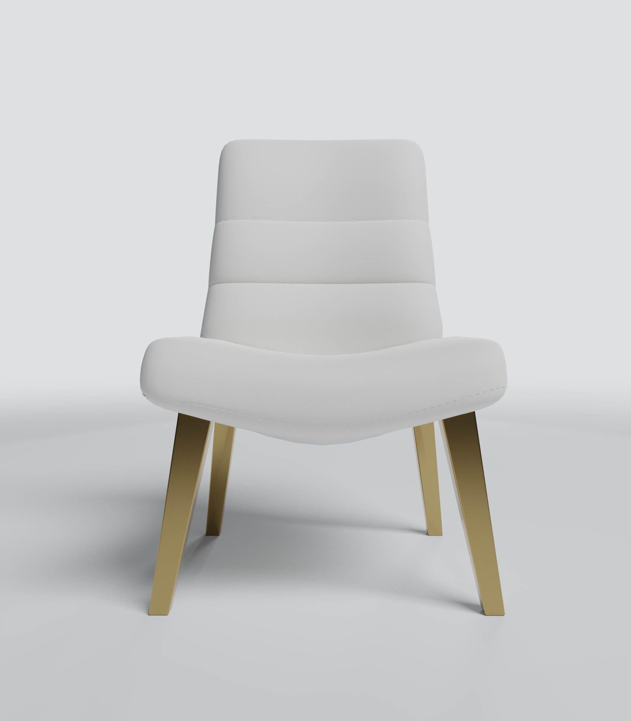 Hand-Crafted ZUMA DINING CHAIR - Modern Design in Lealpell Leather with Metallic Legs