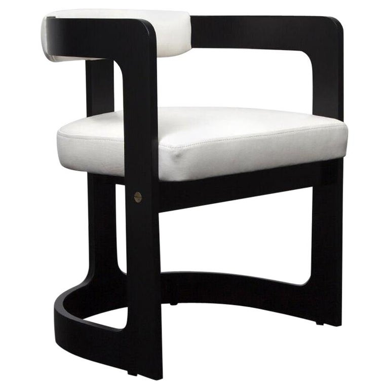 Zuma Dining Chair With Curved Back Frame In Ivory Leather By Kelly Wearstler For Sale At 1stdibs
