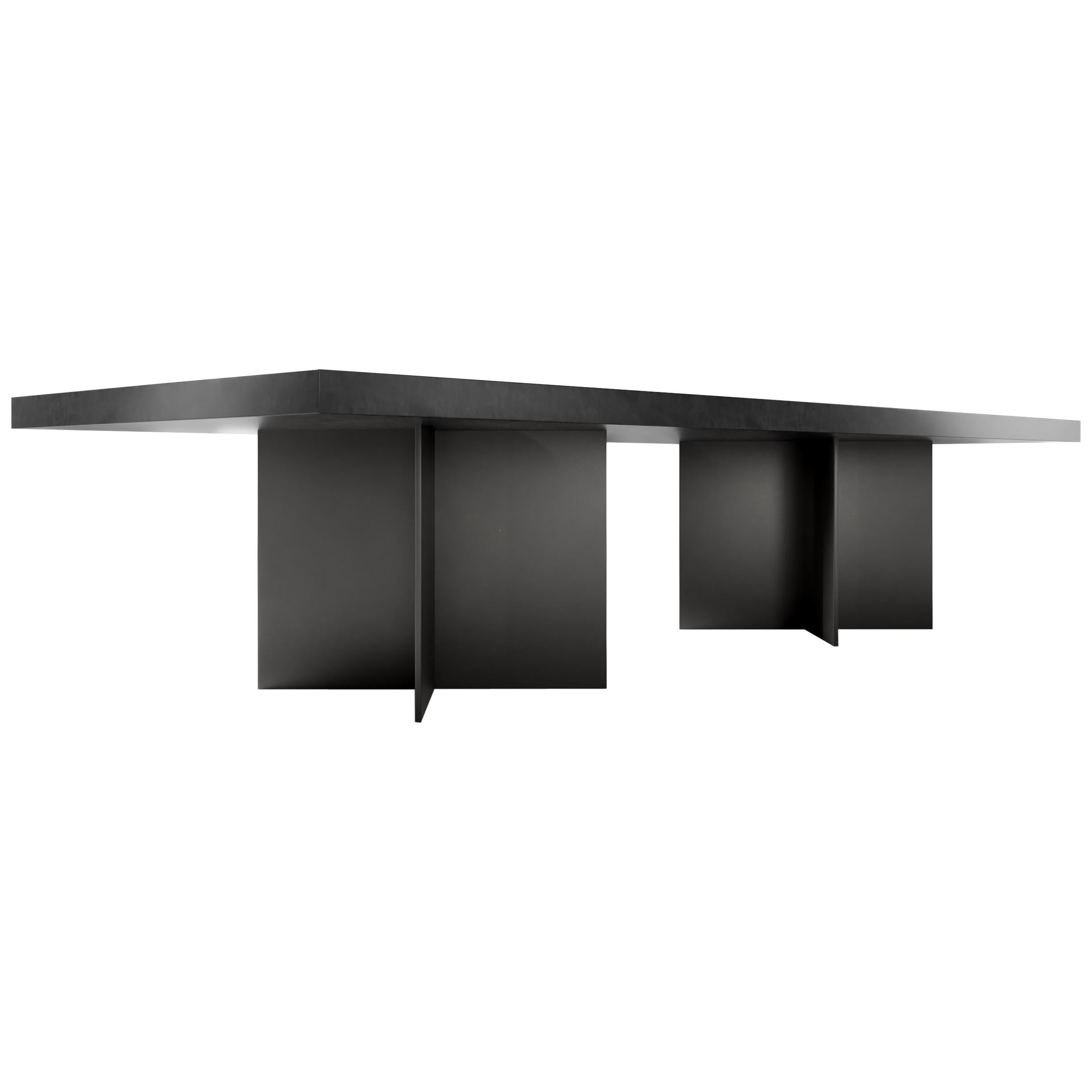 ZUMA DINING TABLE - Modern Design in High Gloss Wood Top and Metallic Base