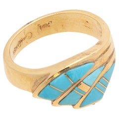 Zuni 14k Gold and Turquoise Ring