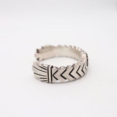 ZUNI 1970 Native American Geometric Bold Cuff In Solid .925 Sterling Silver