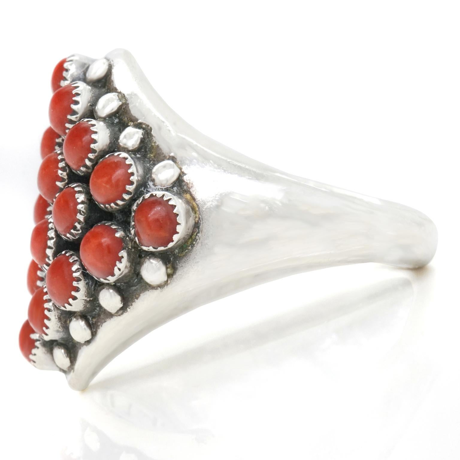 Zuni Coral and Sterling Ring 1