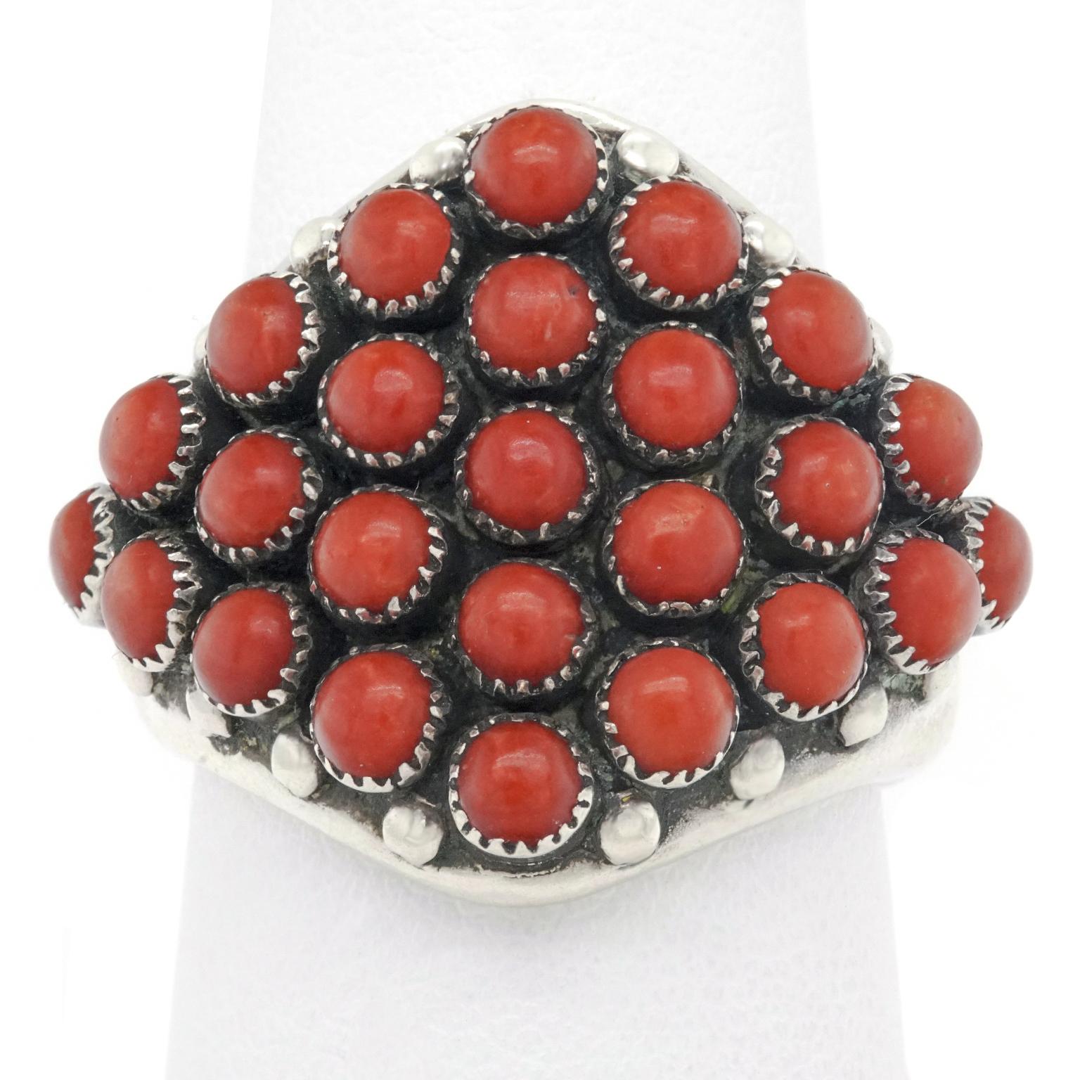 Zuni Coral and Sterling Ring 2