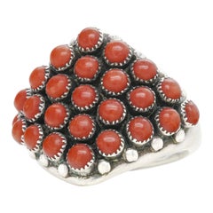 Vintage Zuni Coral and Sterling Ring