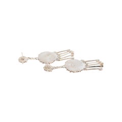 Boucles d'oreilles chandelier en corail et argent Zuni