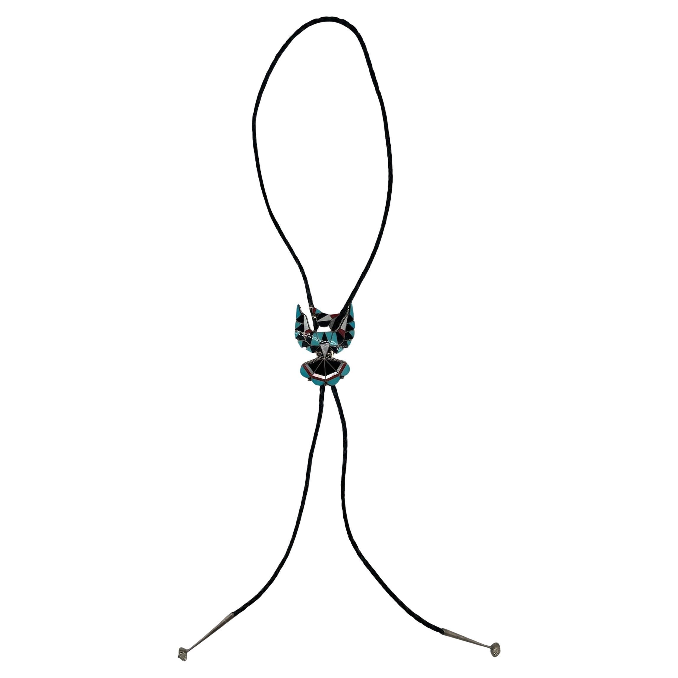 Zuni Delwin Gasper Thunderbird Bolo Tie, 2000 For Sale