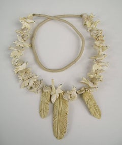 Zuni Fetish 44 Multi animal Bone Leaf Necklace Hand Carved