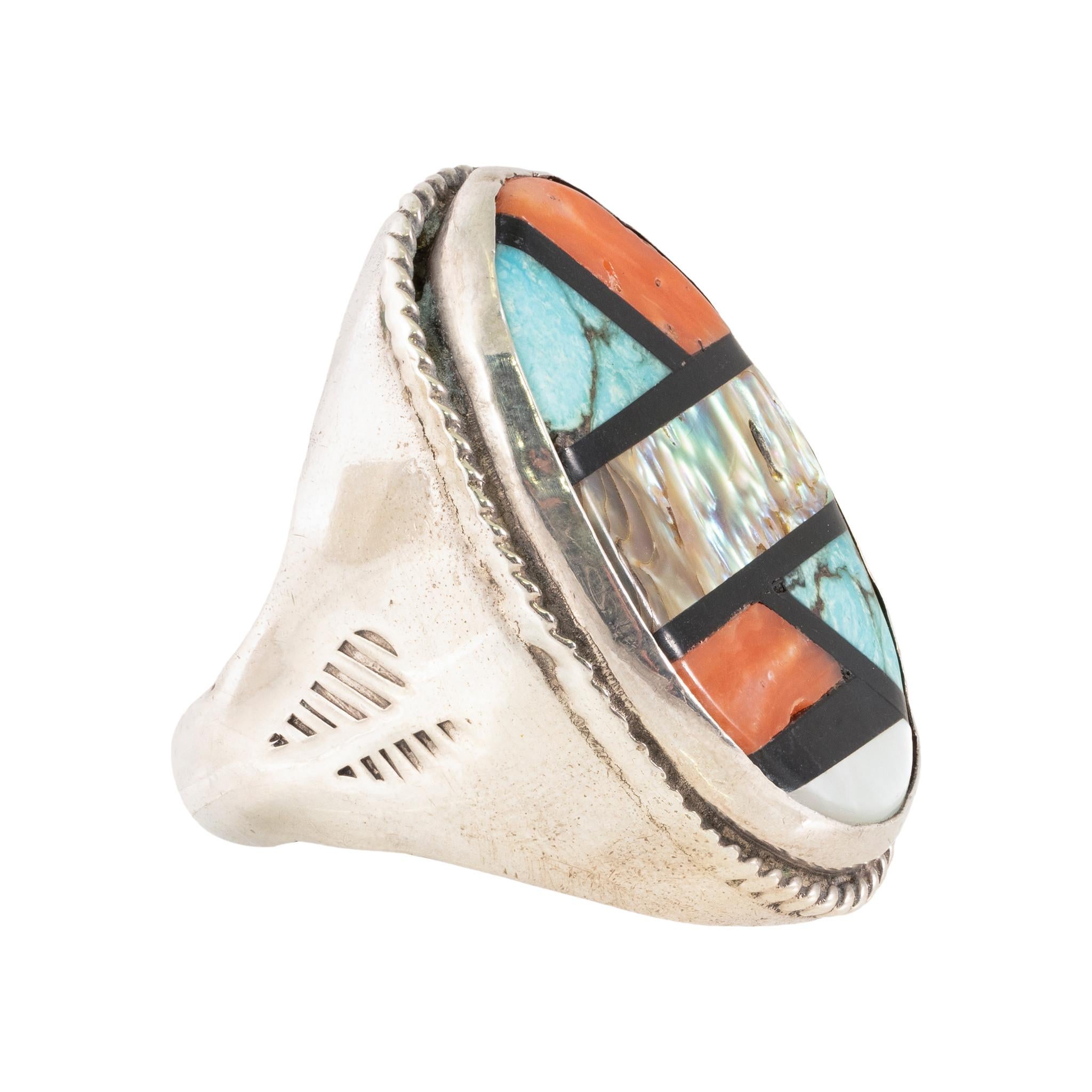 Native American Zuni Geometric Ring For Sale