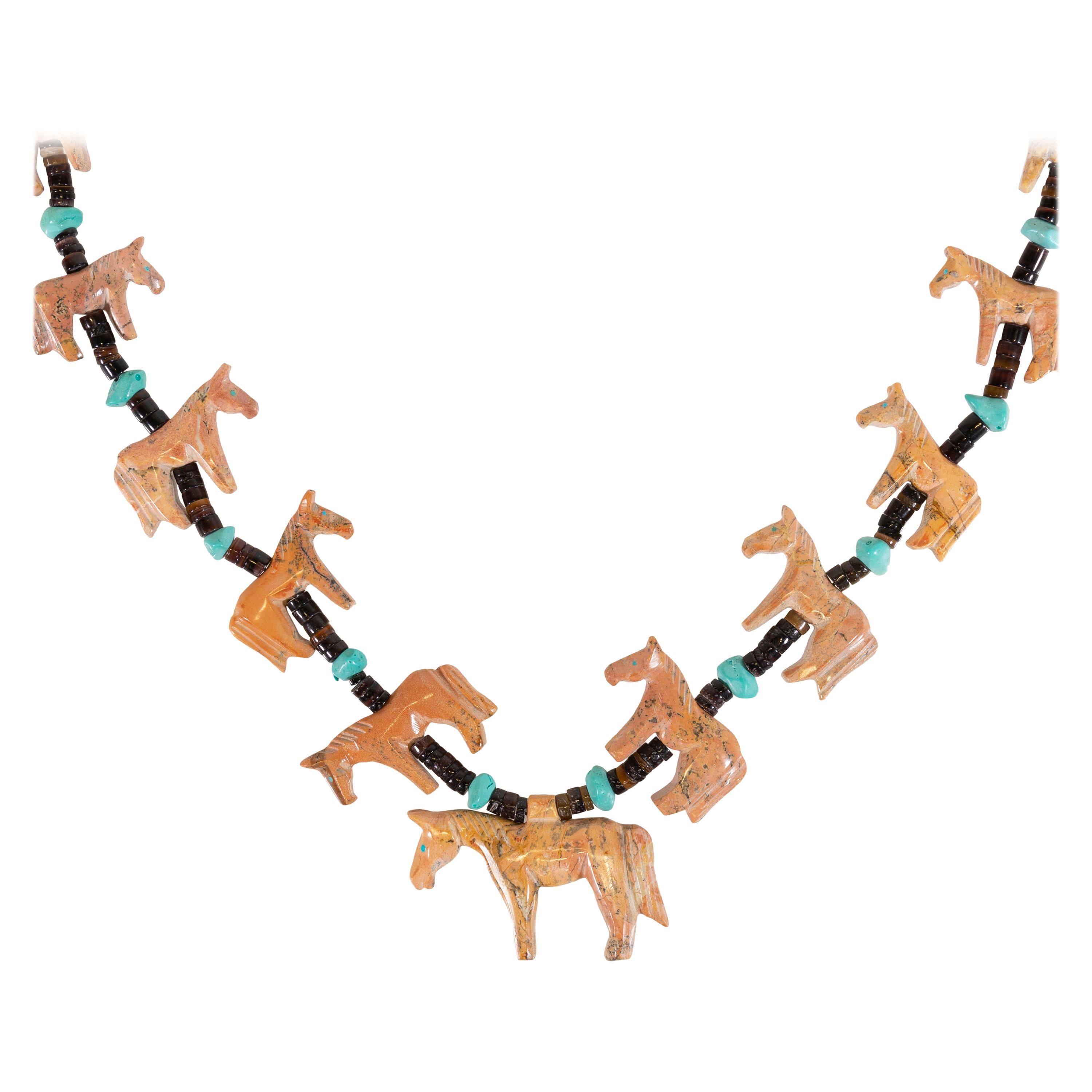 Zuni Horse Fetish Necklace For Sale at 1stdibs