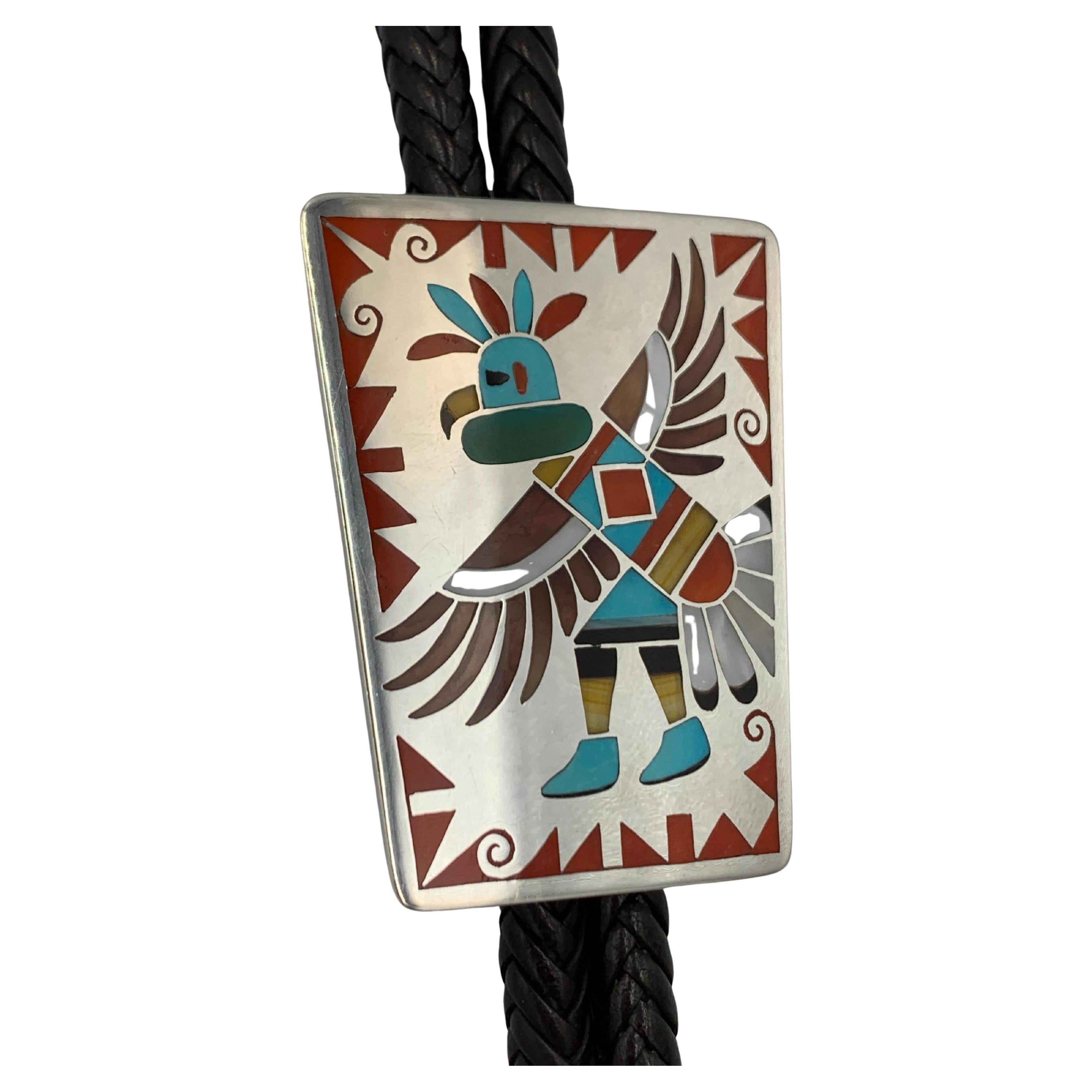 Zuni Inlay Bolo Tie by Rudell & Nancy Laconsello
