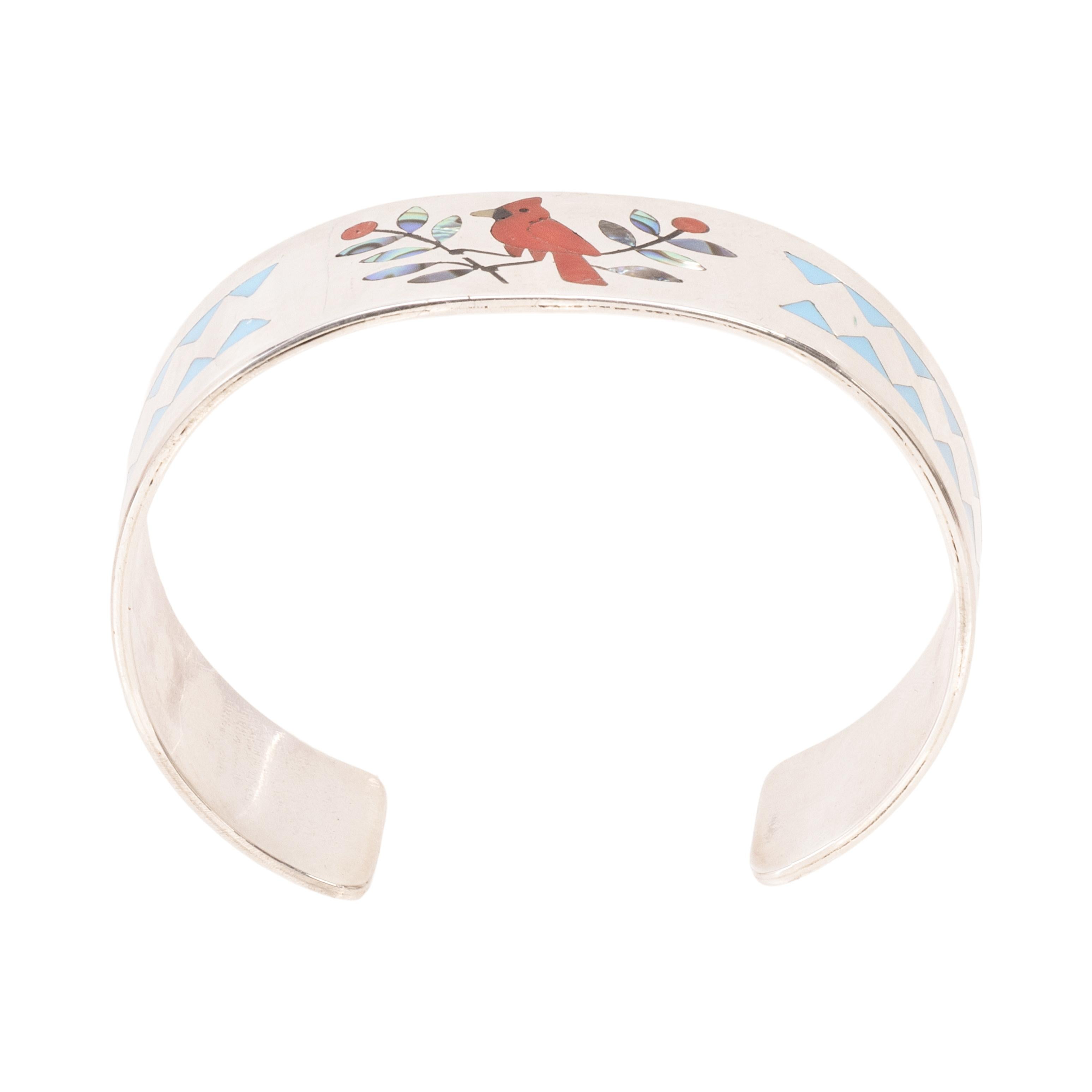 Zuni Inlay Cardinal Bracelet In Good Condition For Sale In Coeur d Alene, ID
