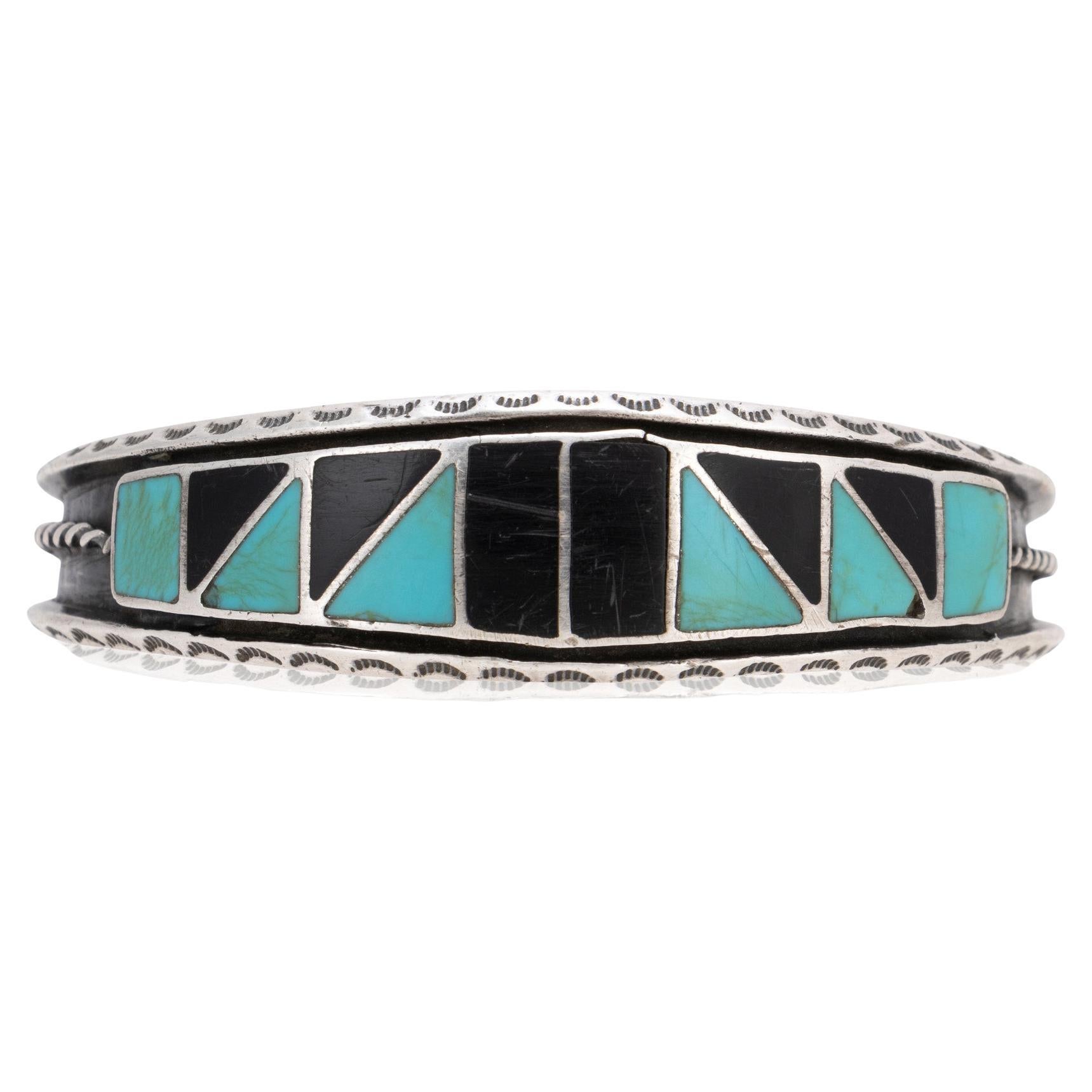 Bracciale in argento sterling con intarsio di Zuni