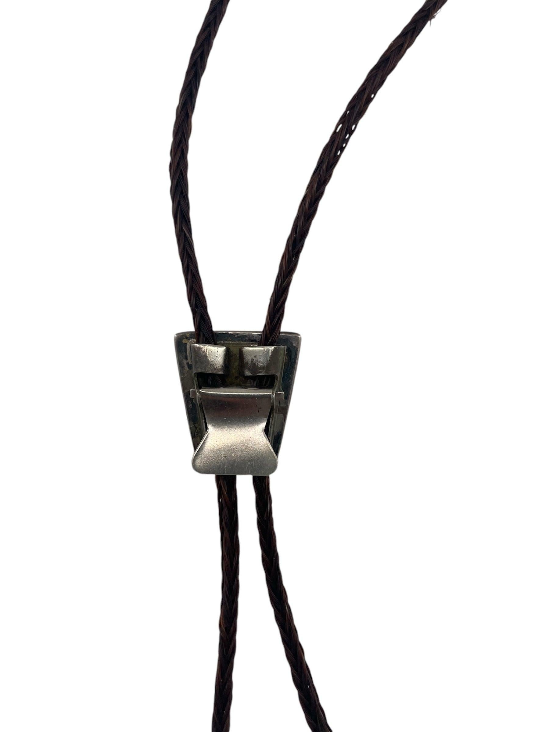 Gray Zuni John & Rosalie Bowannie Stone and Shell Inlay Bolo Tie For Sale