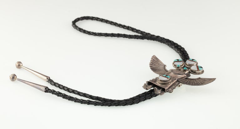 Zuni Kachina Sterling Silver and Turquoise Inlay Handcrafted Leather ...