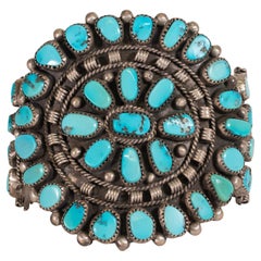 Zuni Kingman Turquoise Cluster Cuff Bracelet