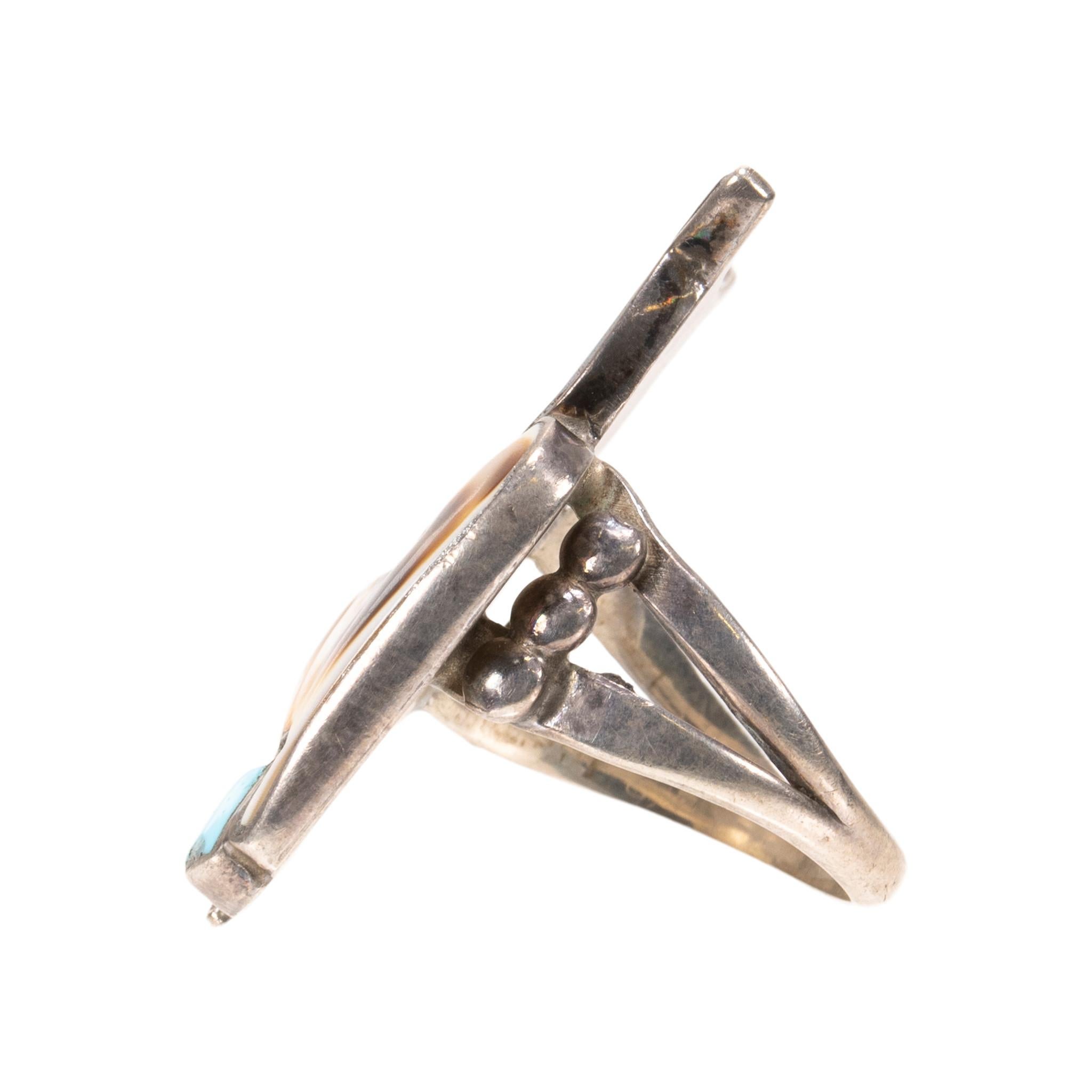 Zuni Multi-Stone Owl Inlay Necklace, Bracelet, and Ring Set For Sale 5