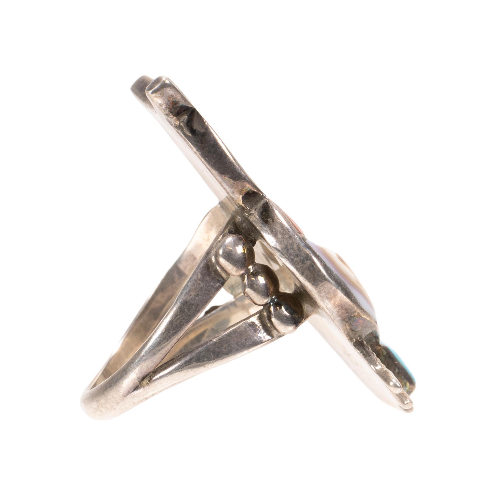 Zuni Multi-Stone Owl Inlay Necklace, Bracelet, and Ring Set For Sale 6