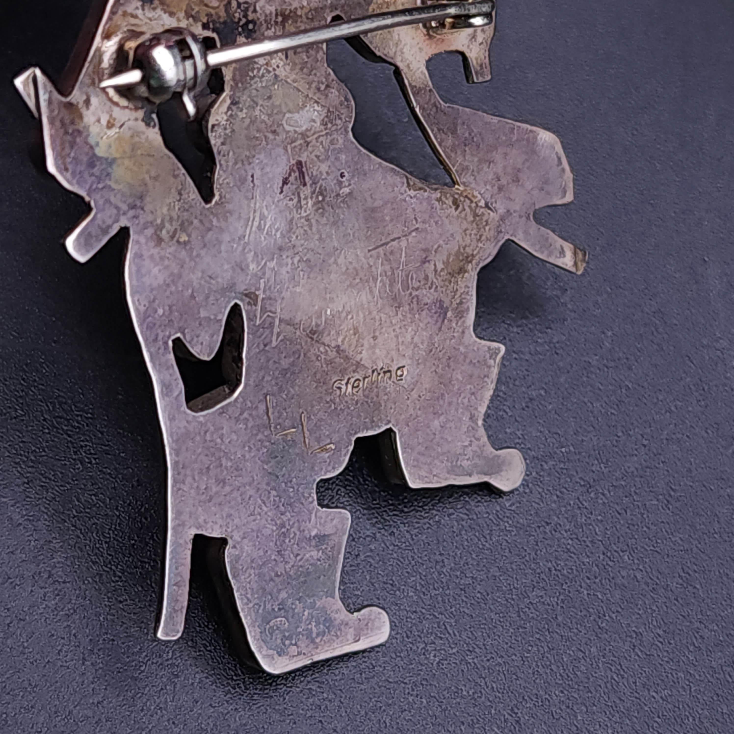 Femenino o masculino Colgante de alfiler de bailarina gan de los nativos americanos de Zuni, incrustación de mosaico de plata en venta