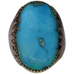 Zuni Native American Sterling Turquoise Statement Ring Robert and Bernice Leekya