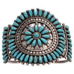 Zuni Needlepoint Cluster Turquoise Bracelet
