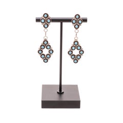 Zuni Petit Point Türkis-Kronleuchter-Ohrringe