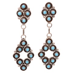 Zuni Petit Point Turquoise Chandelier Earrings