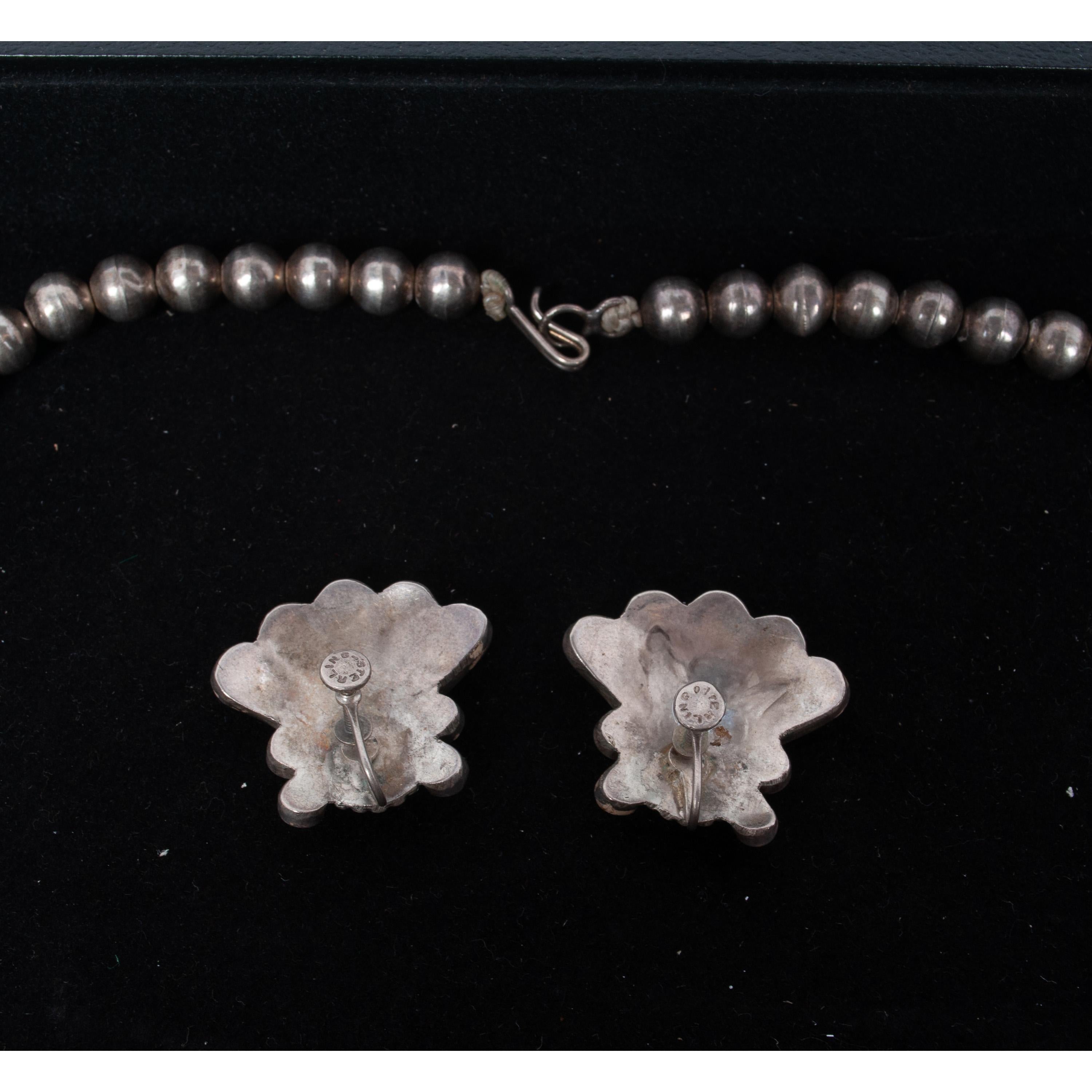 Zuni Pueblo Collar con incrustaciones de plata Sunface Pulsera Anillo de Burdian Eustace 1960 en venta 5