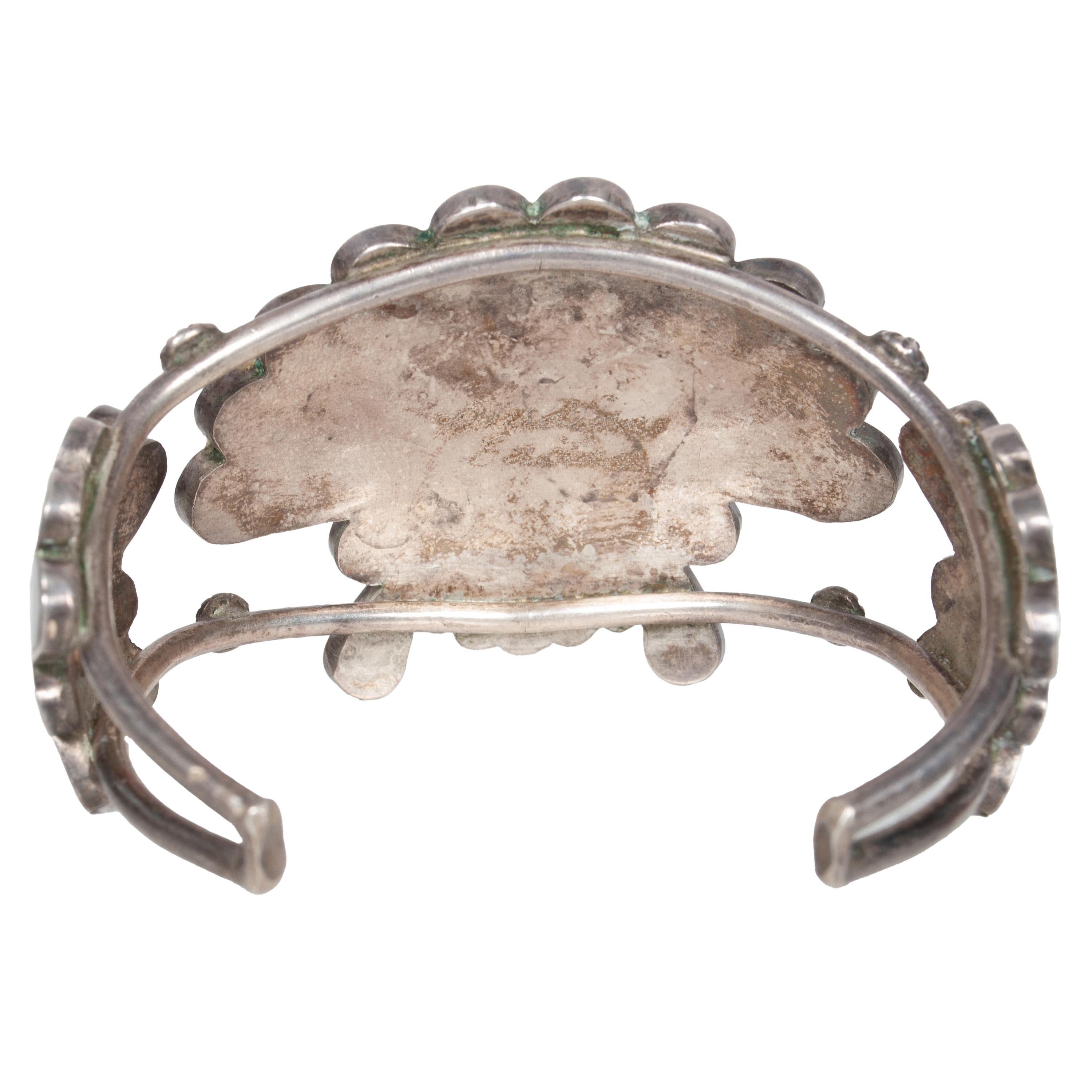Zuni Pueblo Collar con incrustaciones de plata Sunface Pulsera Anillo de Burdian Eustace 1960 en venta 1