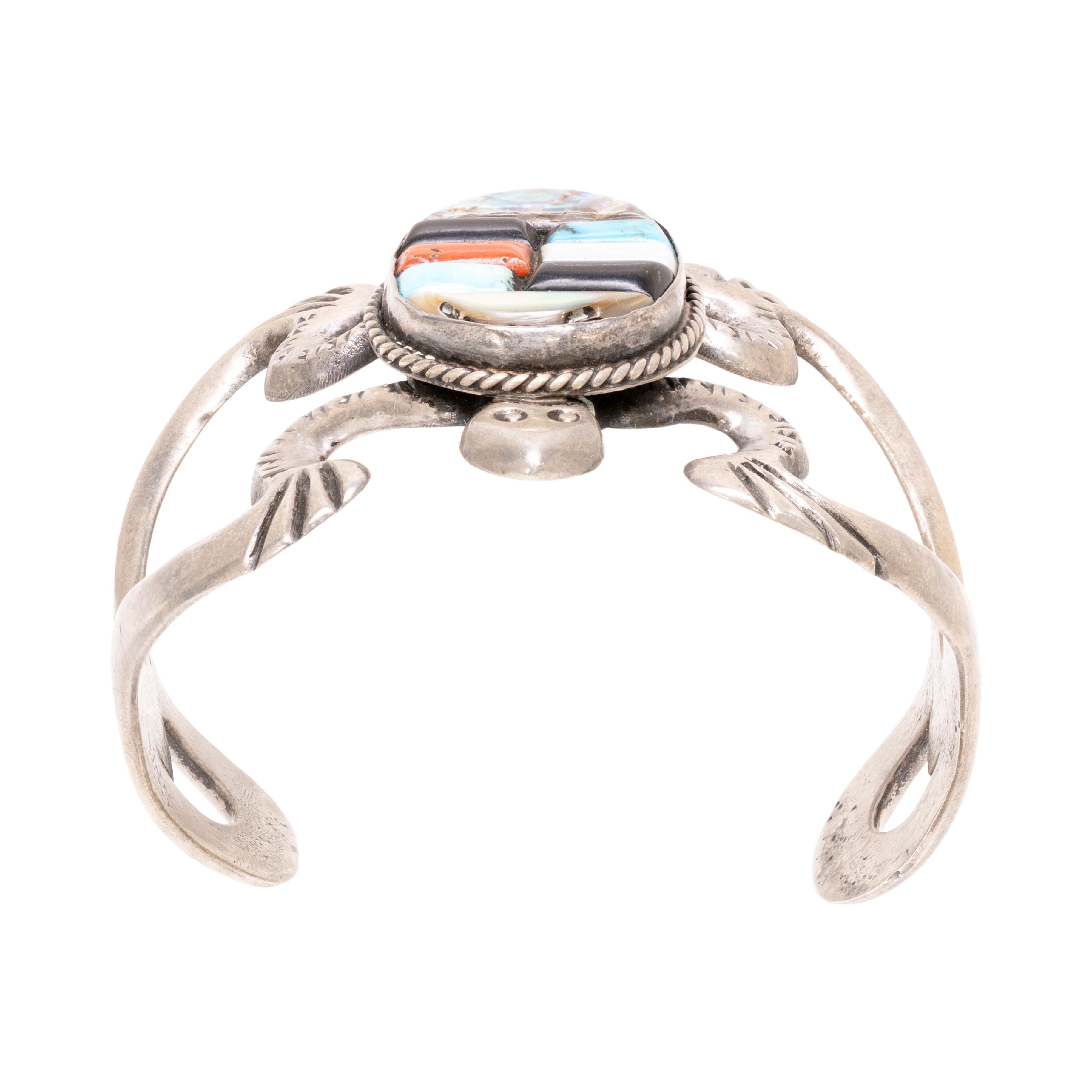 Mixed Cut Zuni Sandcast Turtle Bracelet For Sale