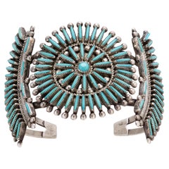 Zuni Sleeping Beauty Needlepoint Turquoise Bracelet