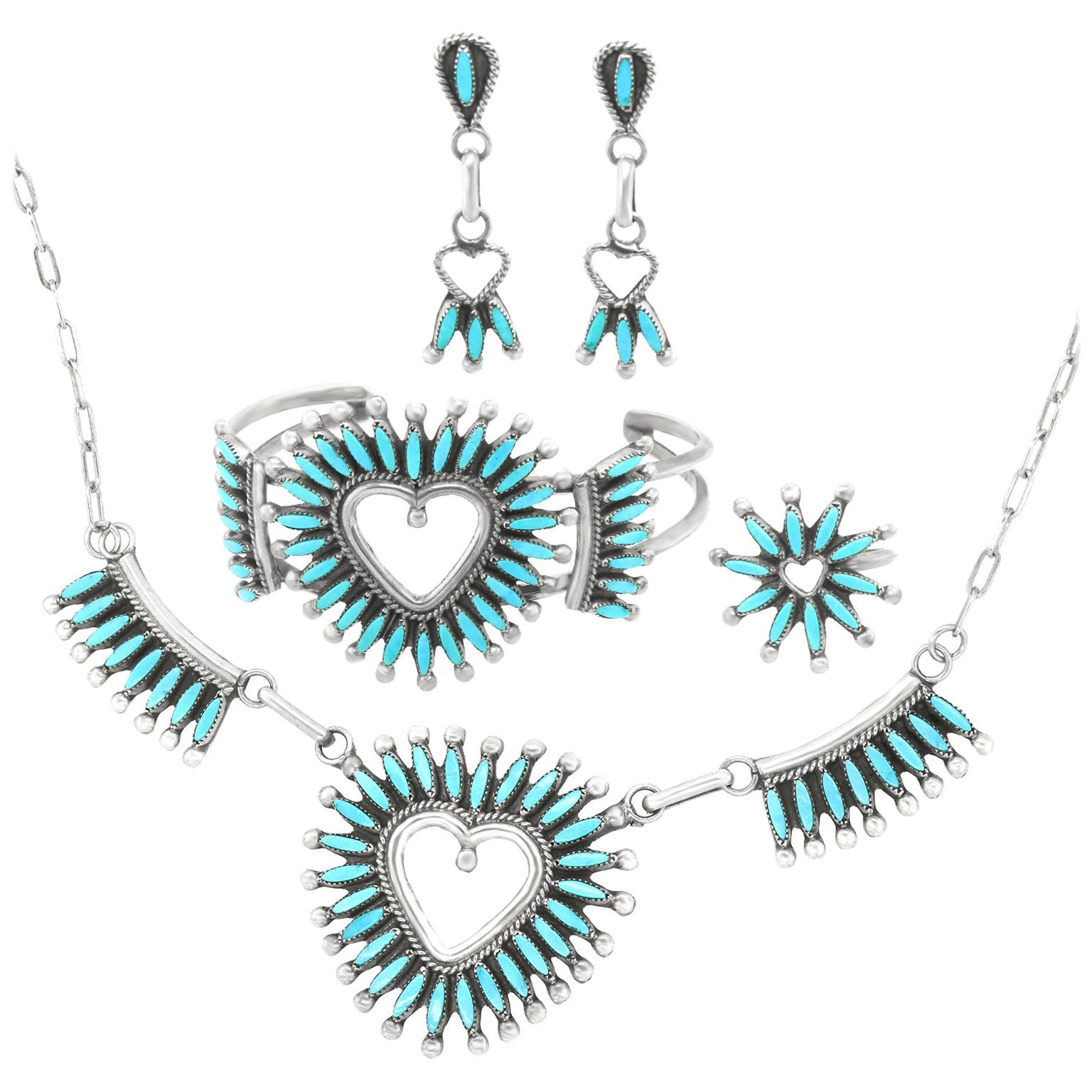 Zuni Sleeping Beauty Turquoise-Set by Dan Etsate
