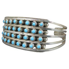Zuni Snake Eye Turquoise Cuff Bracelet 6"