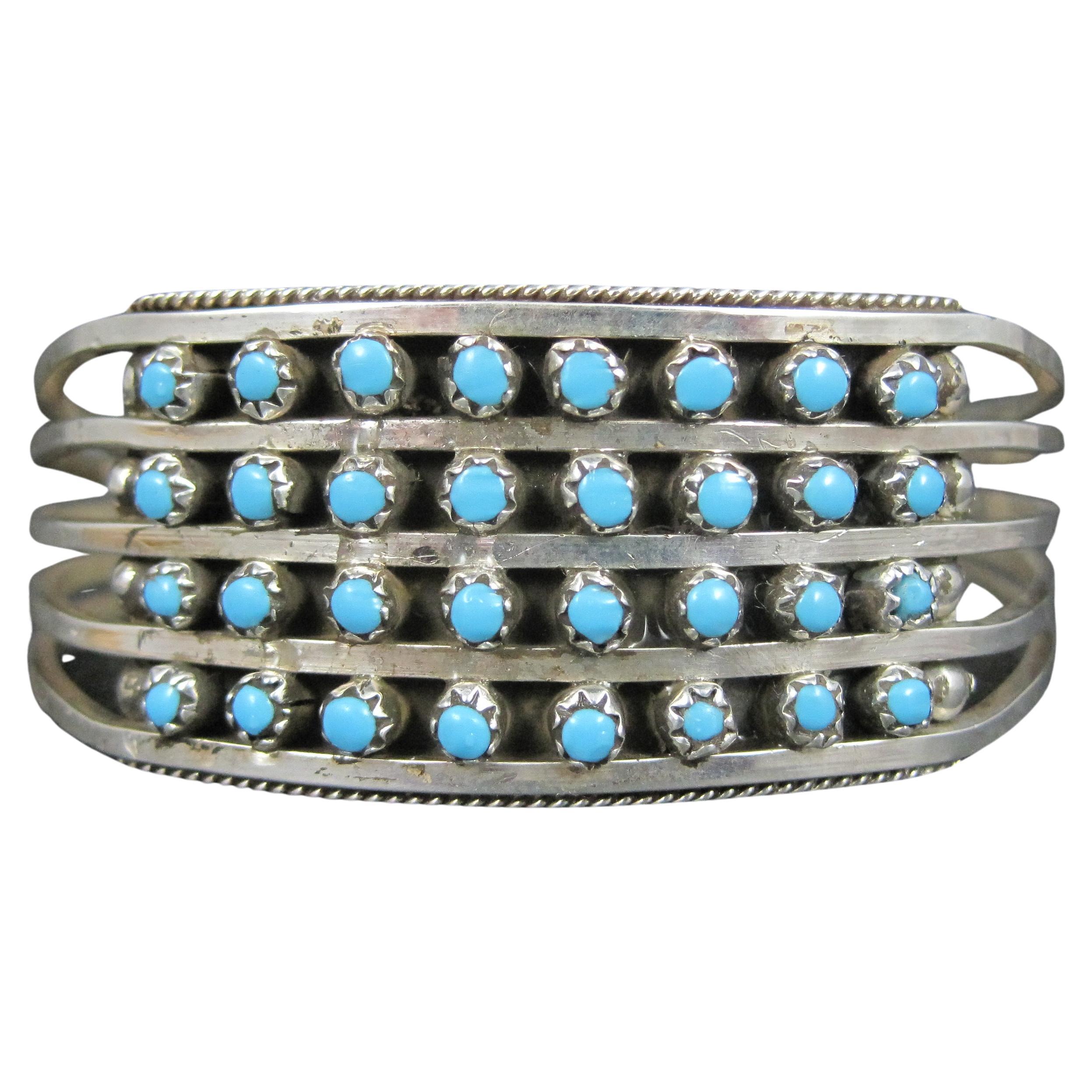 Zuni Snake Eye Turquoise Cuff Bracelet 6"