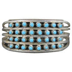 Zuni Snake Eye Turquoise Cuff Bracelet 6"